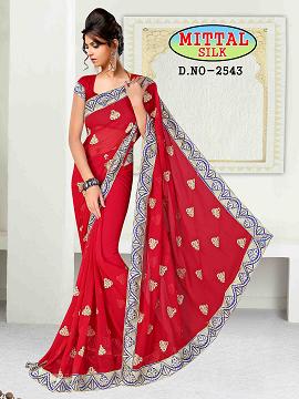 Modern Embroidery Saree Manufacturer Supplier Wholesale Exporter Importer Buyer Trader Retailer in Surat Gujarat India